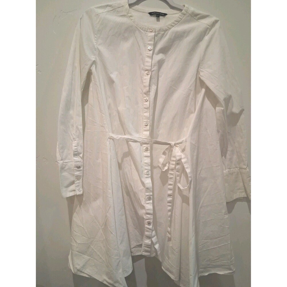 Marissa Webb Long Sleeve White Button Down Blouse w/ Tie Front XS 42"Wide Bottom